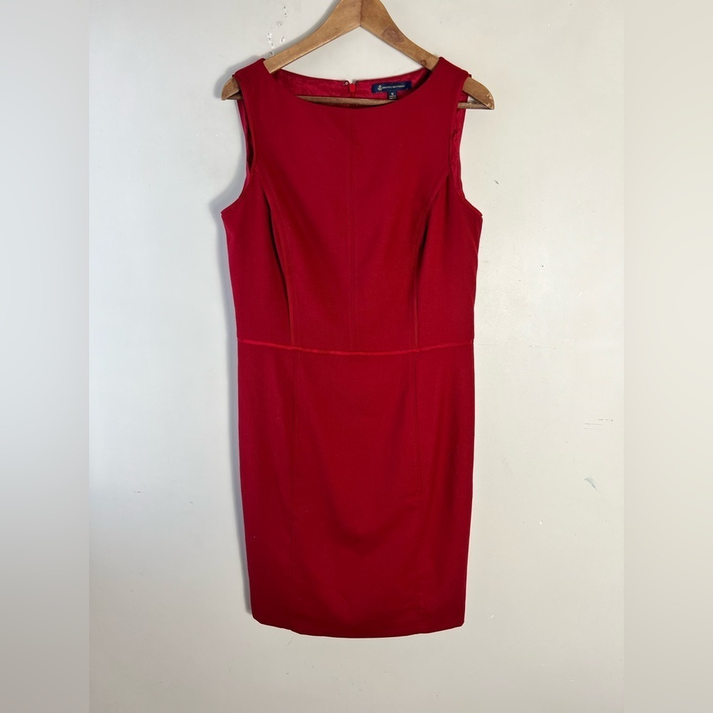 Brooks Brothers Women's Red Wool Blend Stretch Sheath Dress Size 12 Office Work